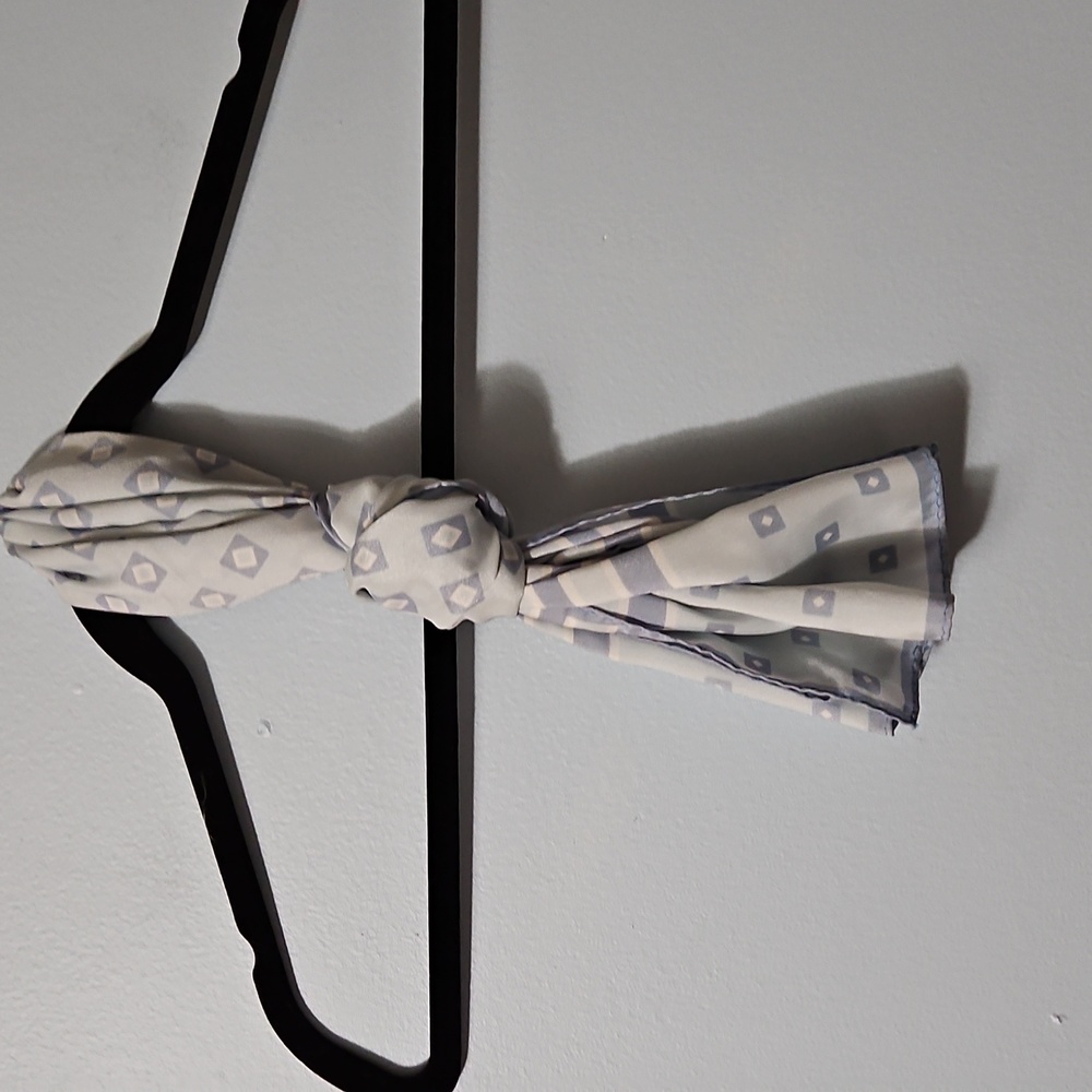 Elegant Patterned Blue Neck Hair Bow Tie Scarf 13x43